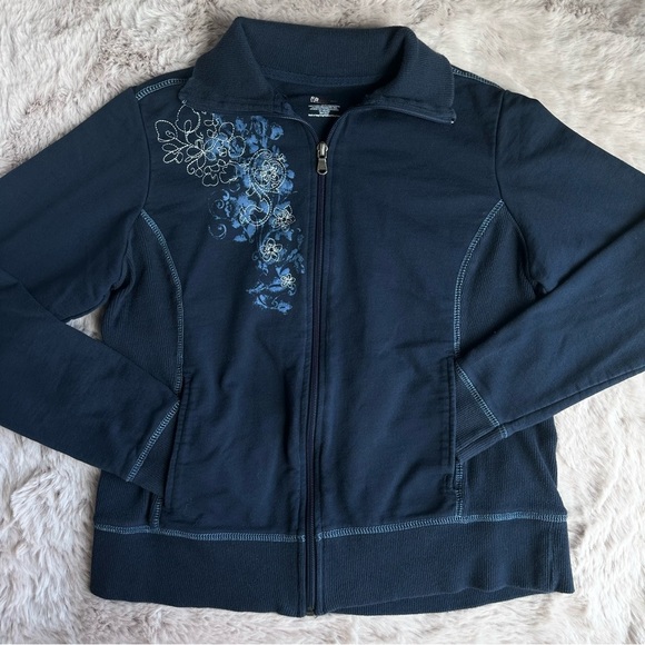 St John Sport Jackets & Blazers - Vintage Y2K St John's Bay Active Blue Floral Zip Up Jacket